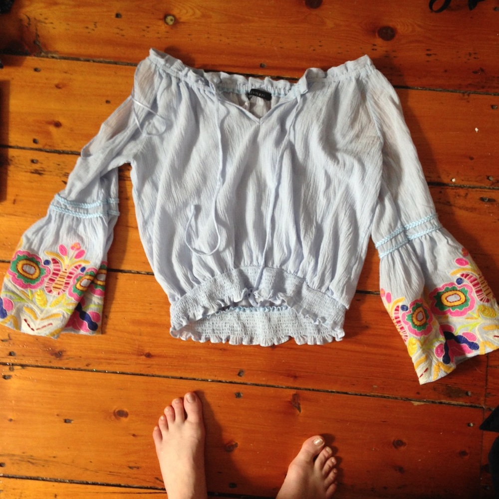 Flowing embroidered top